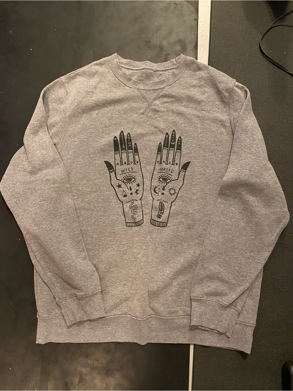 Women’s Grey Graphic Sweatshirt - Mystic Hands Design
